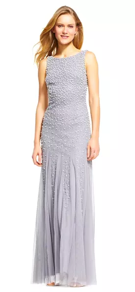 Adrianna Papell - AP1E200672 Pearl Beaded Dress with Godet Skirt