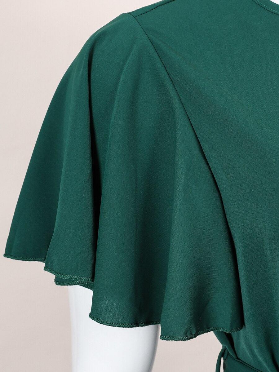 Belted Green Midi Dress