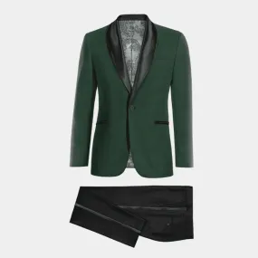  Blazer Esmoquin verde bosque con solapa en negro esencial y pantalón negro