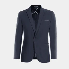  Blazer sin forro azul marino de lino slim fit de 1 botón