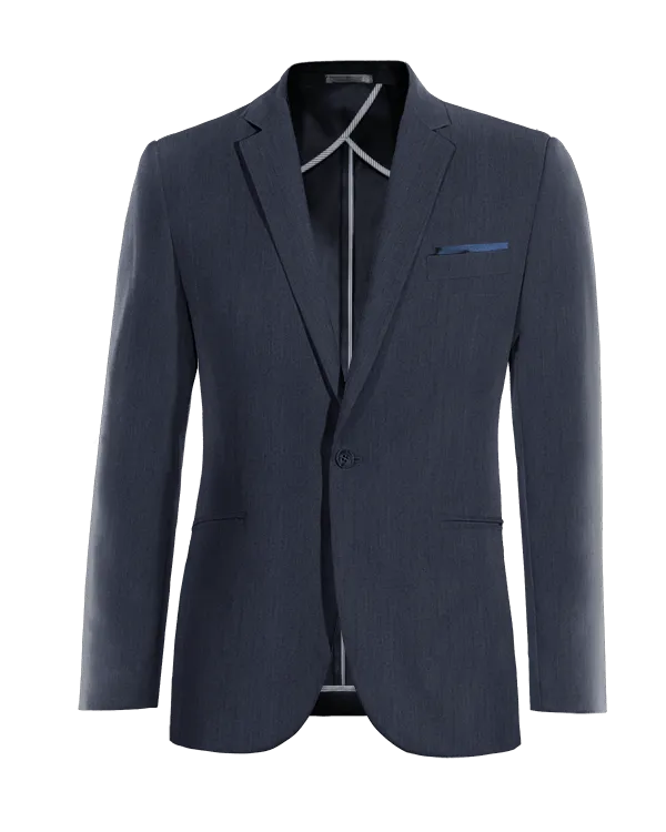  Blazer sin forro azul marino de lino slim fit de 1 botón