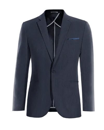  Blazer sin forro azul marino de lino slim fit de 1 botón