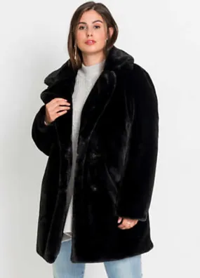 bonprix Faux Fur Lapel Coat