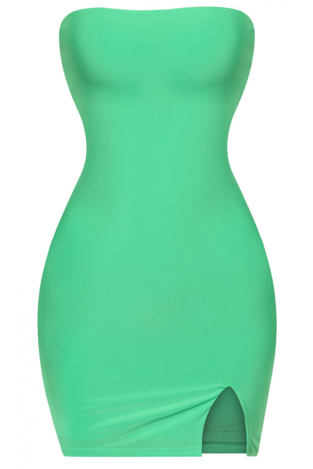 Breeyana Green Tube Side Slit Mini Dress