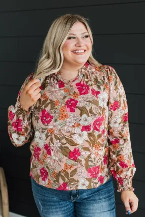 Captivate Your Heart Floral Blouse- Dusty Blush