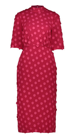 Cerise Dotted Midi Dress