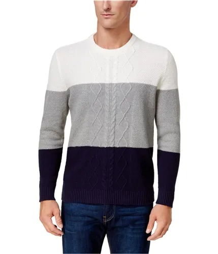 Club Room Mens Colorblocked Cable Pullover Sweater