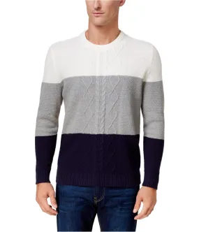 Club Room Mens Colorblocked Cable Pullover Sweater