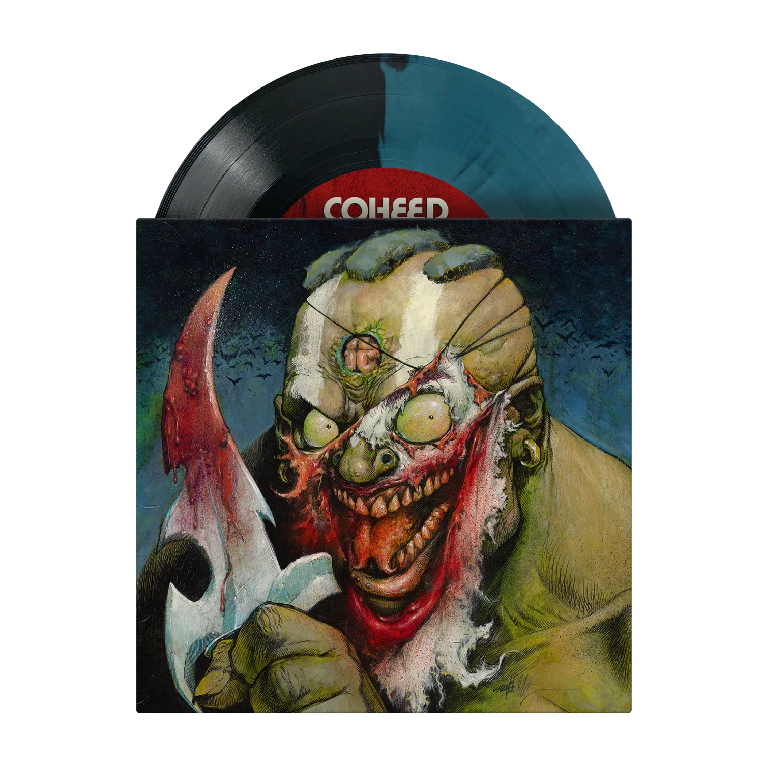 COHEED AND CAMBRIA THE JOKE WITH DERANGED 7 (Limited Edition – Only 500 Made, Half and Half Sea Blue and Black Vinyl)