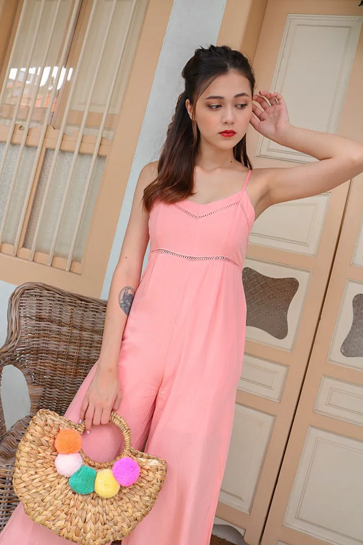 COSMO EYELET JUMPSUIT (FLAMINGO PINK)