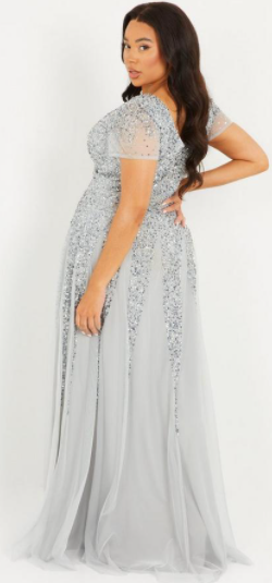 Curve Grey Sequin Maxi Dress