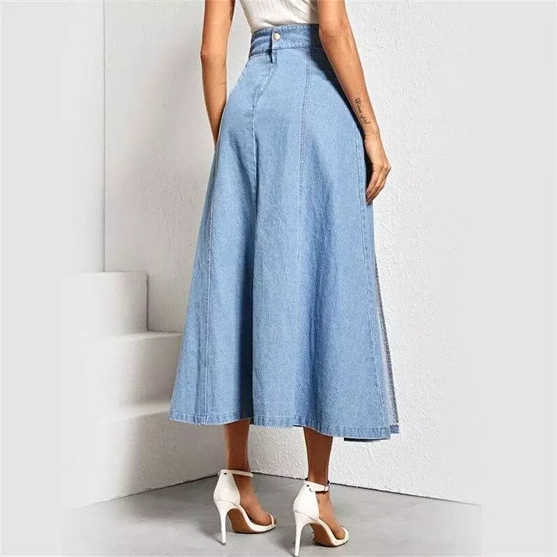 Denim Skirt A-Line With Side Slit