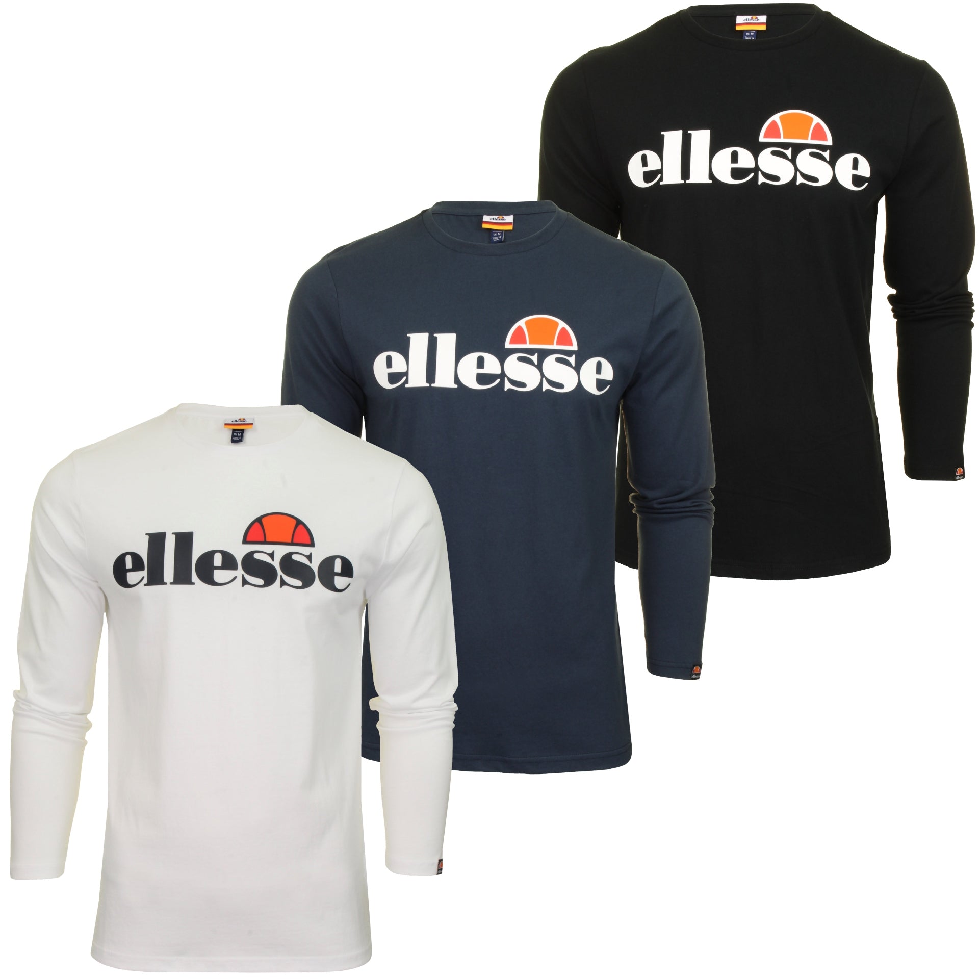 Ellesse Mens Logo Front Crew Neck T-Shirt 'GRAZIE' - Long Sleeved