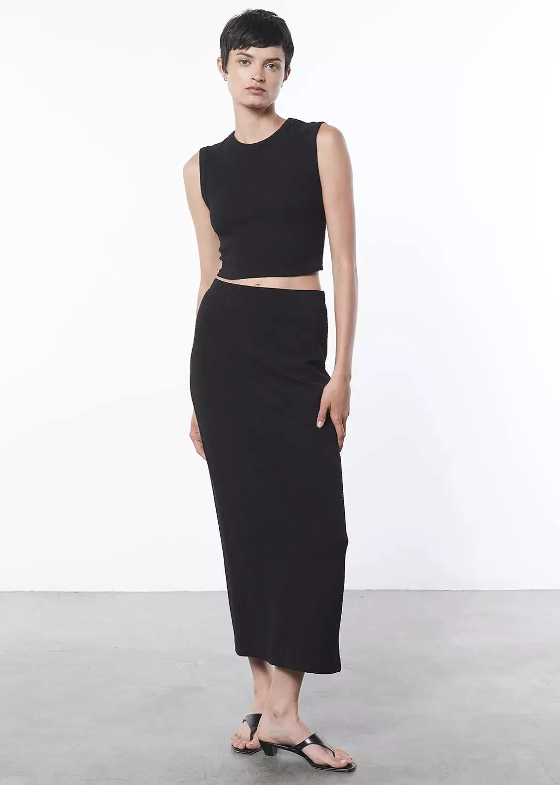 Enza Costa - Textured Jaquard Skirt - Black