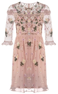 Floral Embroidered Pink Dress