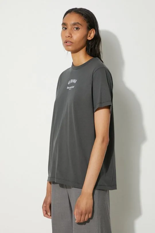 GANNI cotton t-shirt Basic Jersey Ganni Relaxed T-shirt women’s gray color T3590