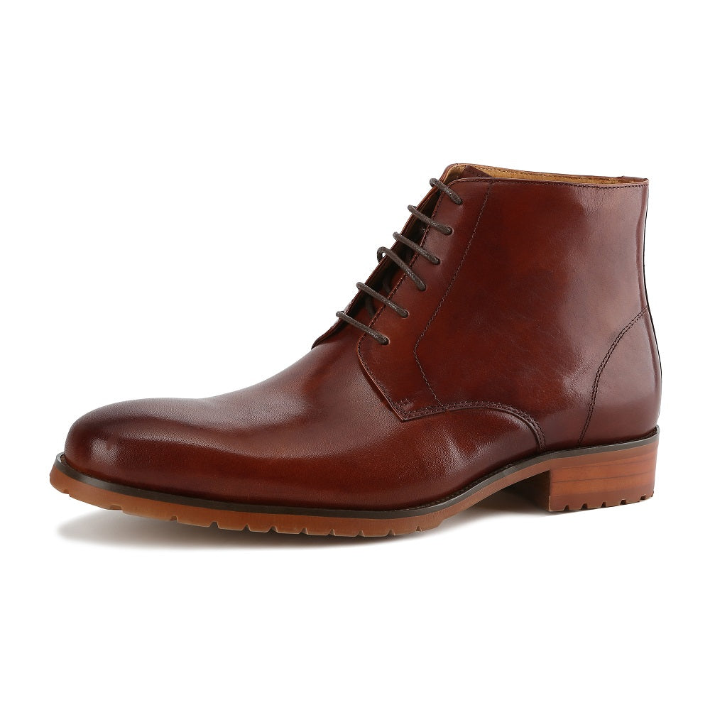 Gino Vitale Men's Handcrafted Genuine Leather Lace-Up Dress Boot