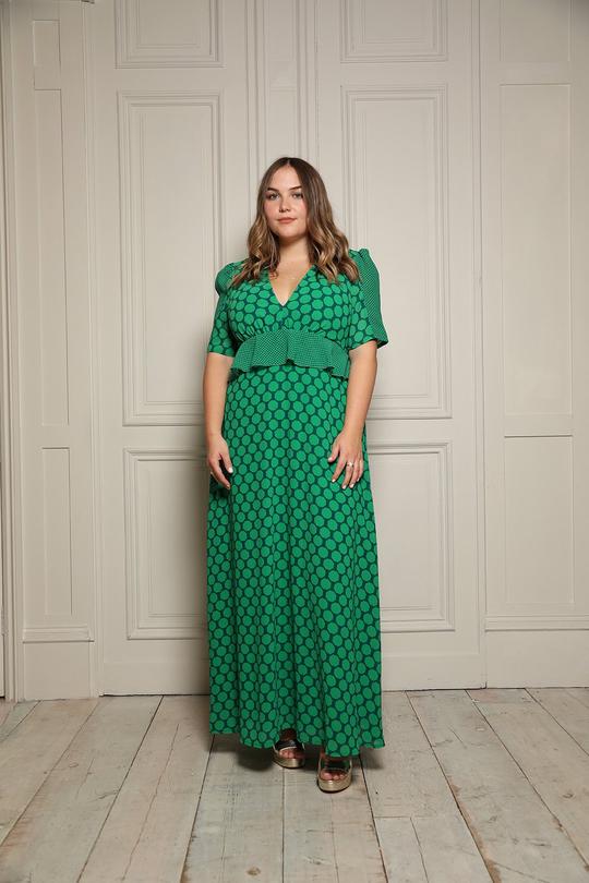 Gloria Green Hexagon Dress