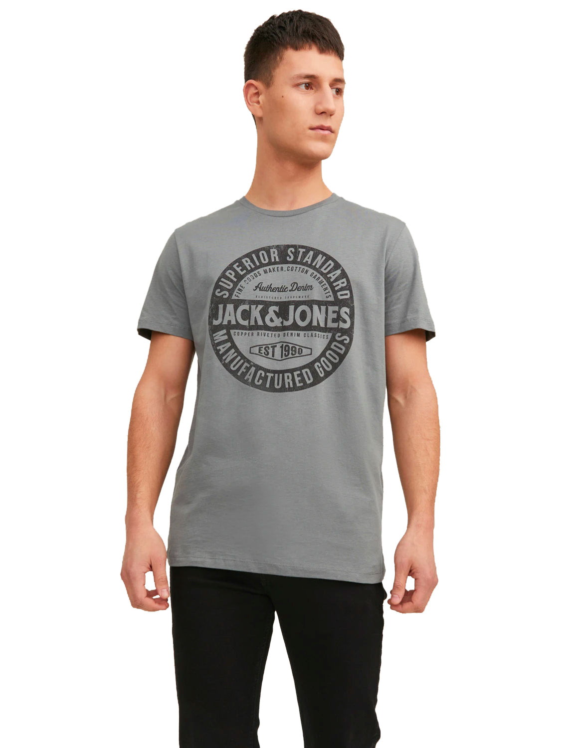 Jack & Jones Mens T-Shirt 'JJEJEANS TEE' Print Crew Neck