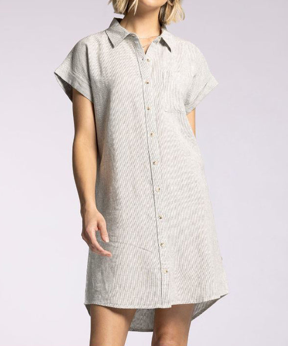 Judson Dress - Micro Olive Stripe