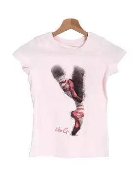 LikeG Girls Pink Slim Fit T Shirt