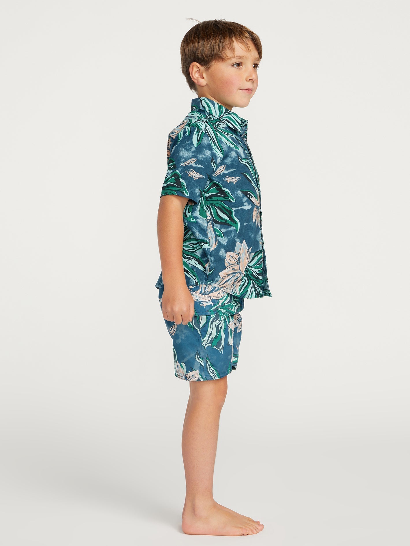 Little Boys Marble Floral Short Sleeve Shirt