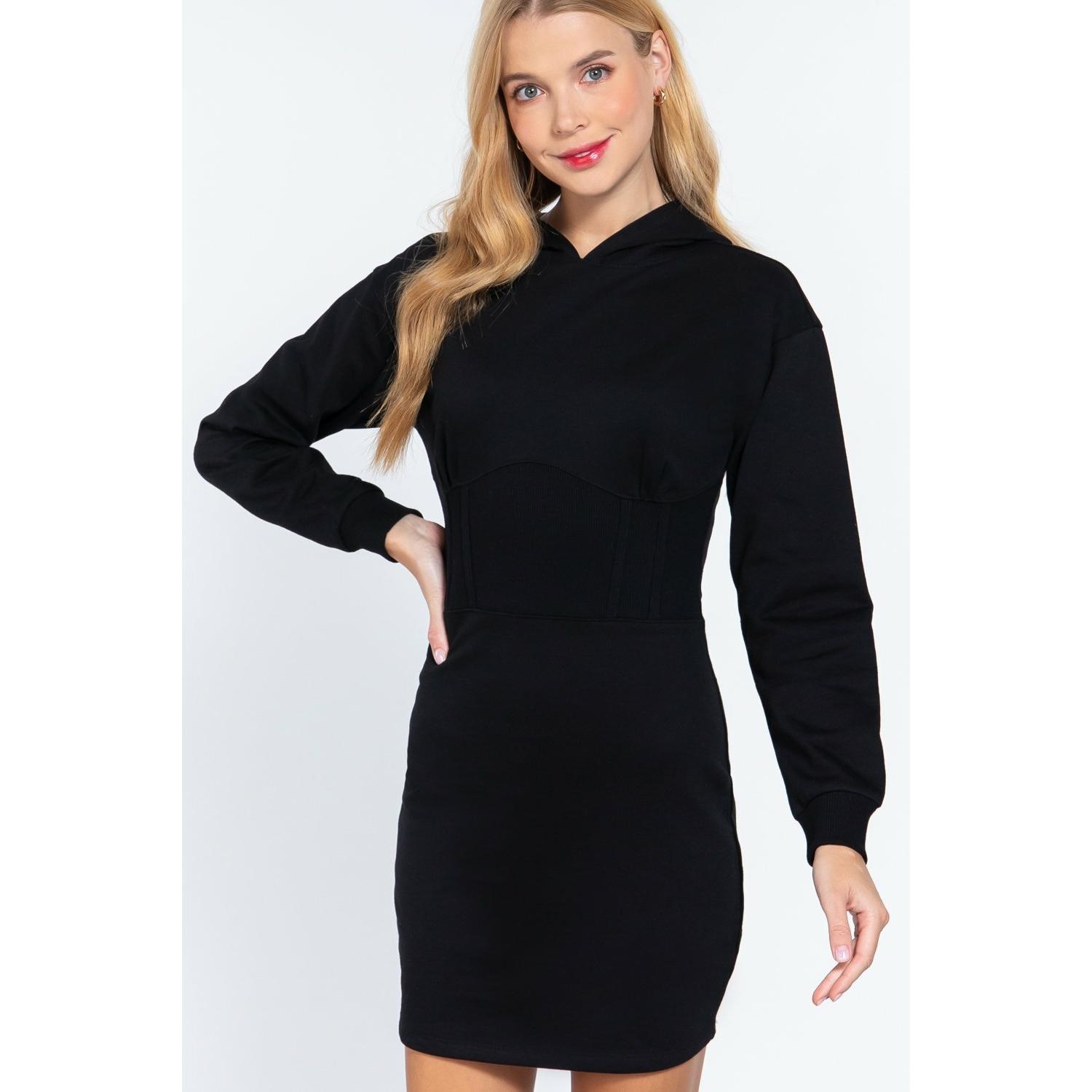 Long sleeve hoodie french terry mini dress