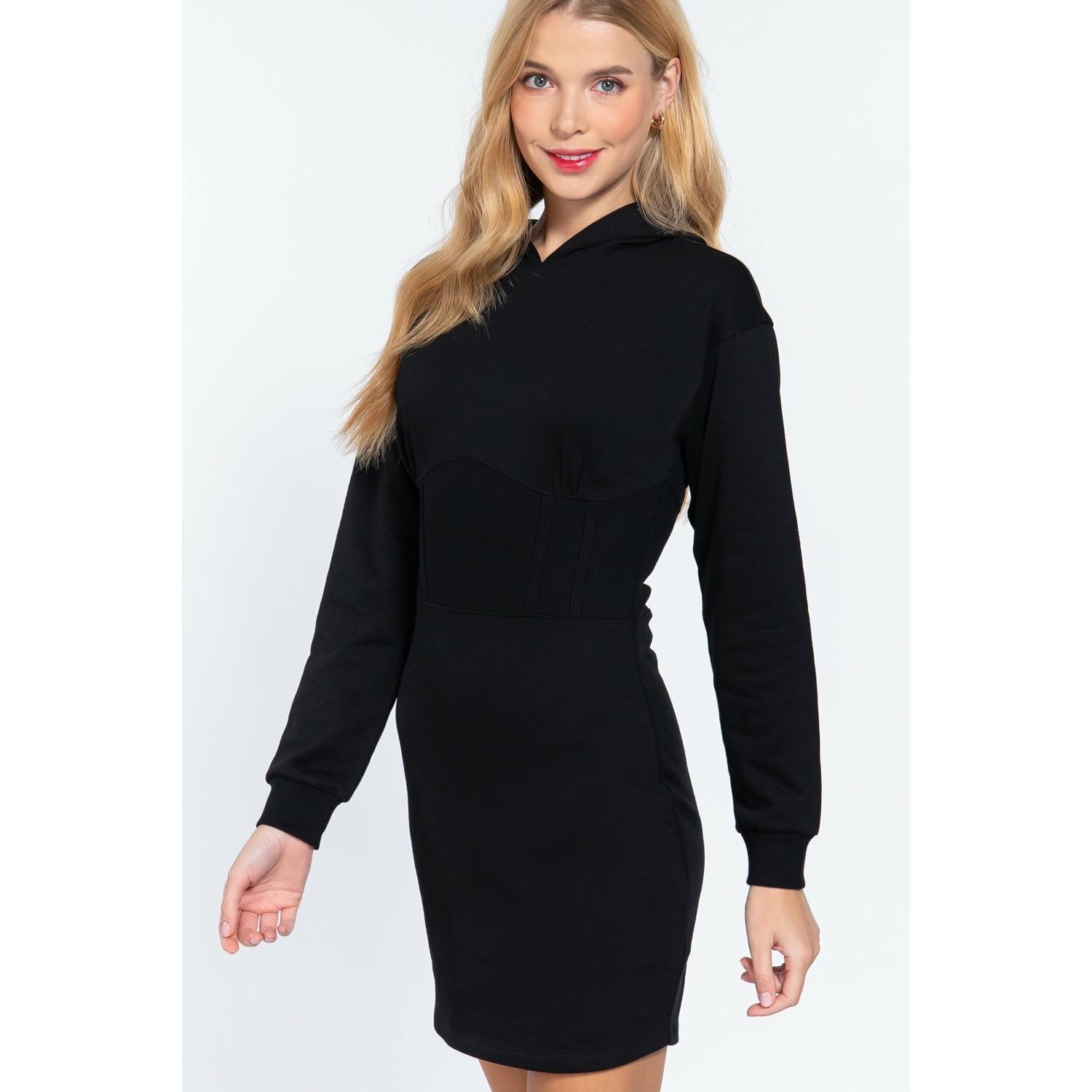 Long sleeve hoodie french terry mini dress