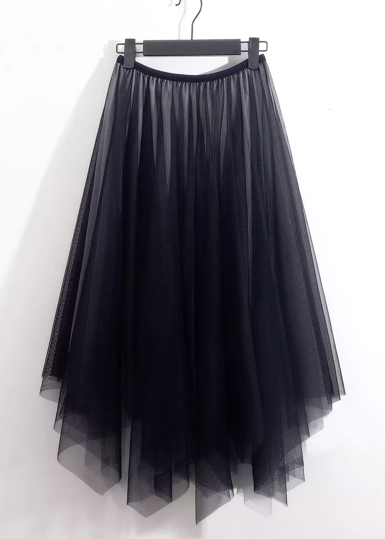 Loose Black Asymmetrical High Waist Tulle Skirt Summer AS1049