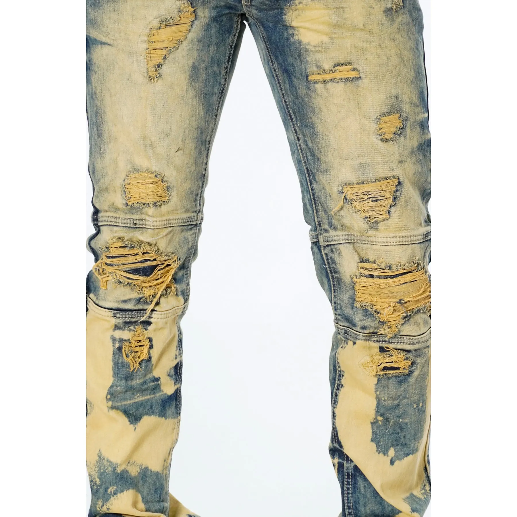 M1784 Makobi Shredded Denim Jeans - Vintage Wash