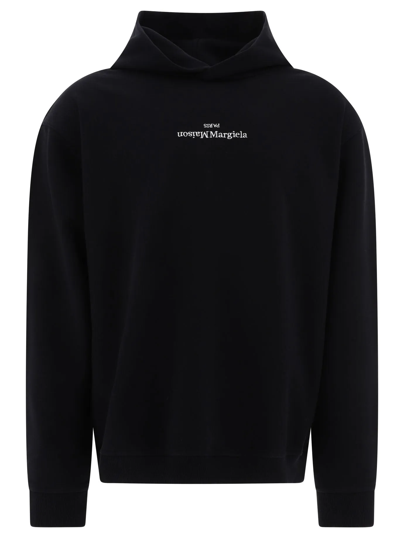 MAISON MARGIELA Reversed Logo Black Cotton Hoodie