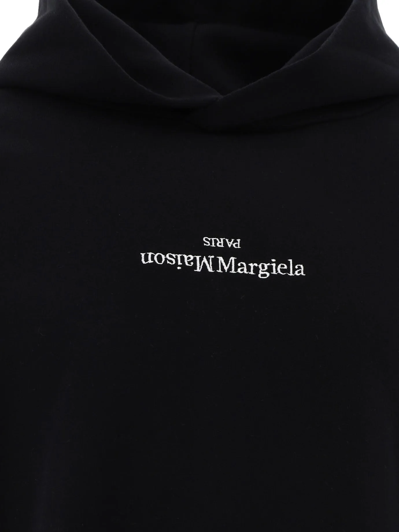 MAISON MARGIELA Reversed Logo Black Cotton Hoodie