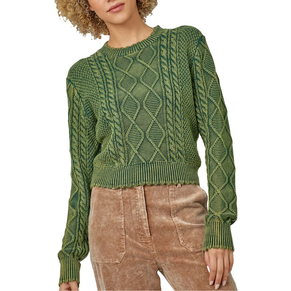 Mystree Women's Washed Cropped Sweater