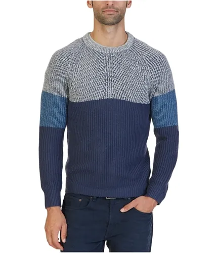 Nautica Mens Multi-Textured Colorblocked Pullover Sweater