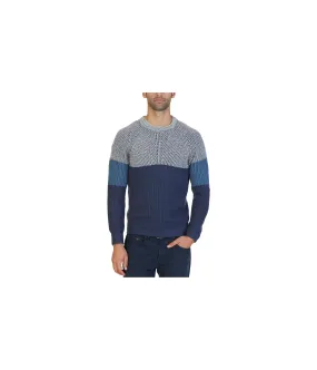 Nautica Mens Multi-Textured Colorblocked Pullover Sweater