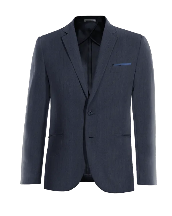 Navy blue linen essential unlined Jacket with handkerchief