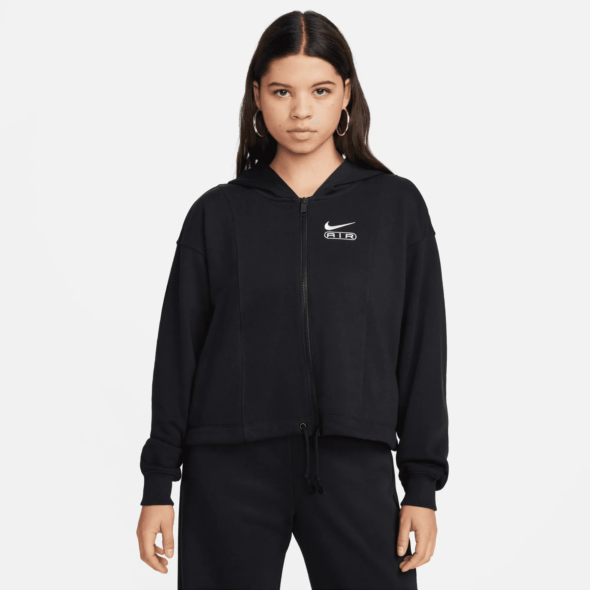 Nike Air Women's Black Oversized French Terry Full-Zip Hoodie