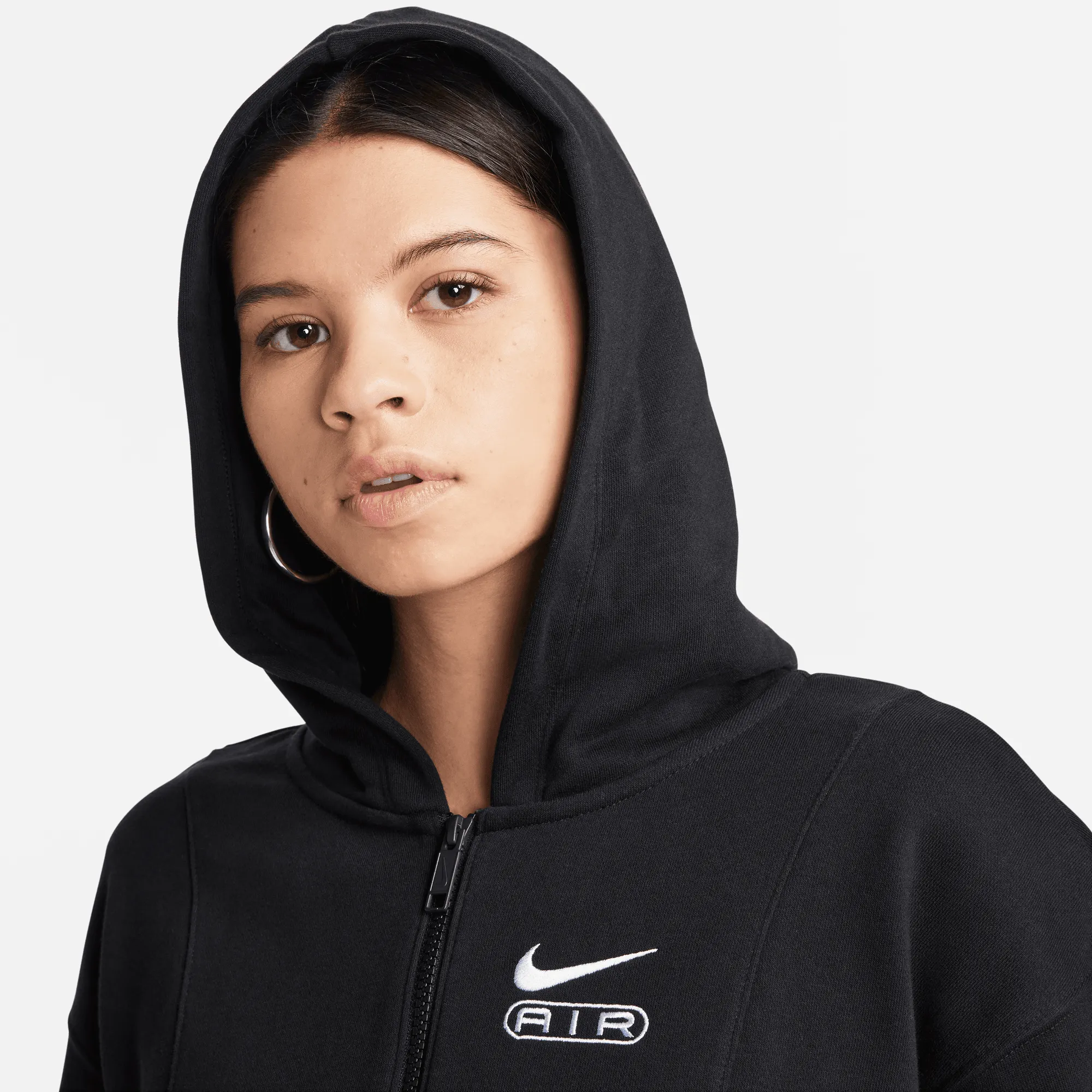 Nike Air Women's Black Oversized French Terry Full-Zip Hoodie