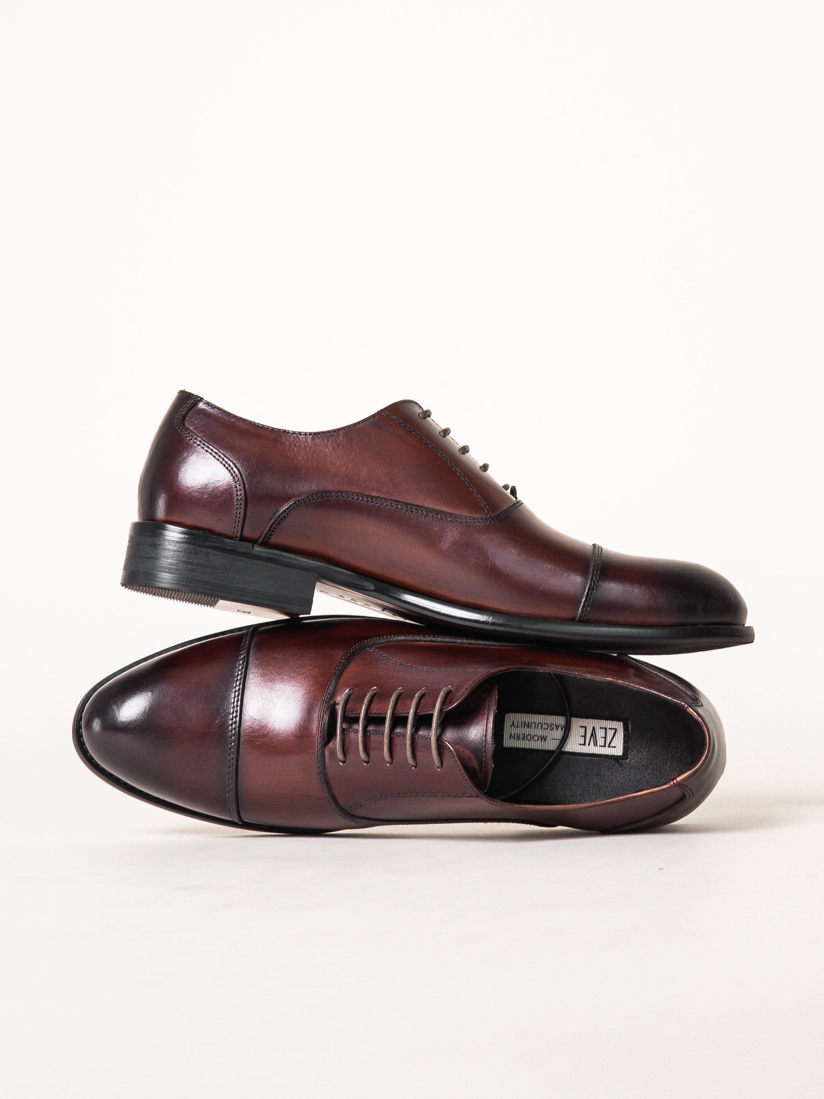 Oxford Cap Toe - Dark Brown Lace Up (Hand Painted Patina)