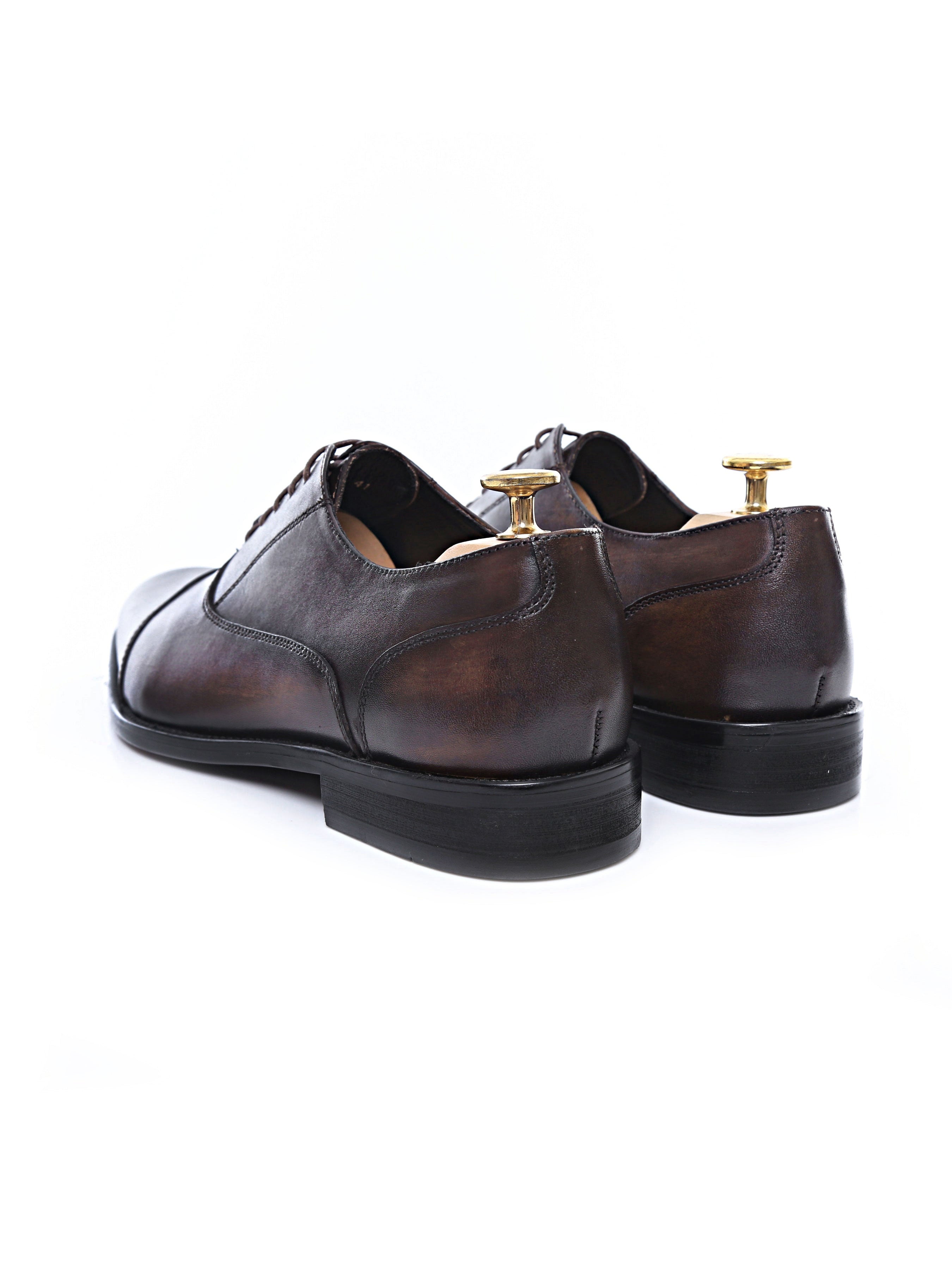 Oxford Cap Toe - Dark Brown Lace Up (Hand Painted Patina)