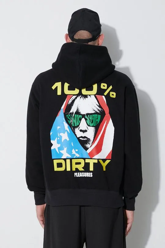 PLEASURES sweatshirt Dirty Hoodie men's black color P23SY001