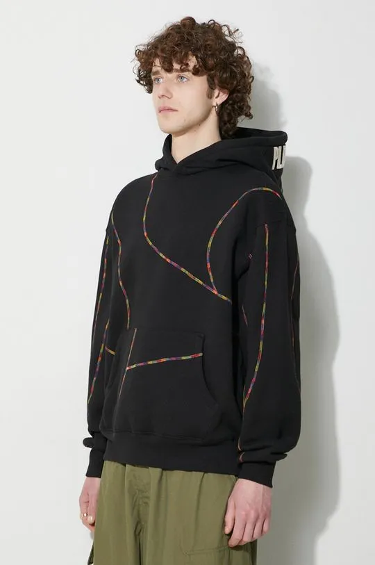 PLEASURES sweatshirt Vein Hoodie men's black color P23W032.BLACK