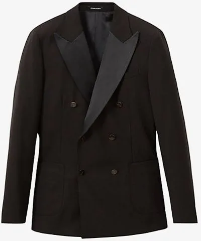 Reiss Mens Brown Shadow double-breasted wool tuxedo jacket