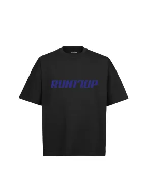 Run17Up Blue Logo Black T-Shirt