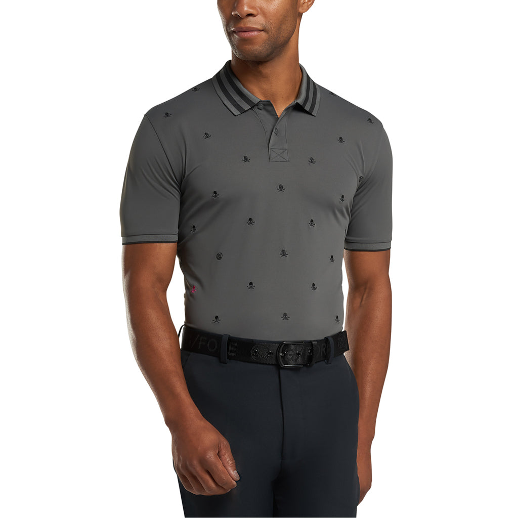 Skull & T's Embroidered Polo Tech Pique Charcoal