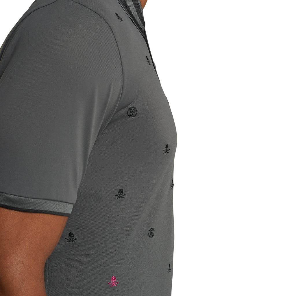 Skull & T's Embroidered Polo Tech Pique Charcoal