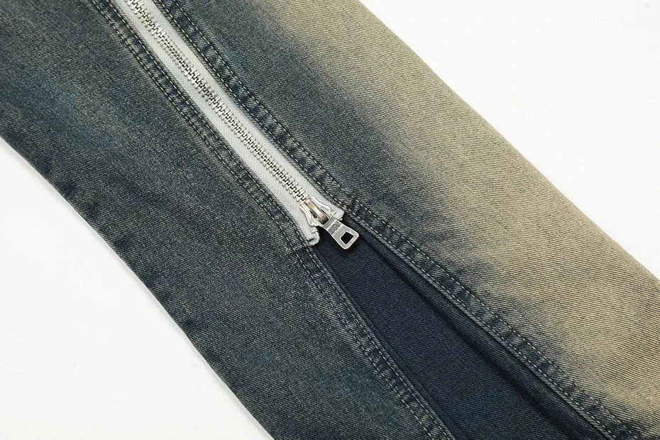 'Stride' Full Zip Stacked Denim Jeans