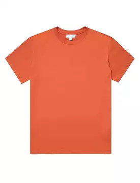 Sunspel Womens Boy-Fit Crew Neck T-Shirt Burnt Sienna