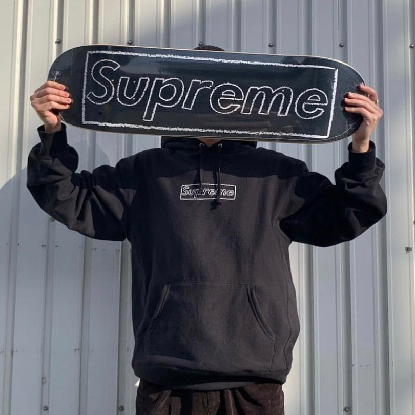 SUPREME X KAWS Chalk Box Logo Hoodie Black