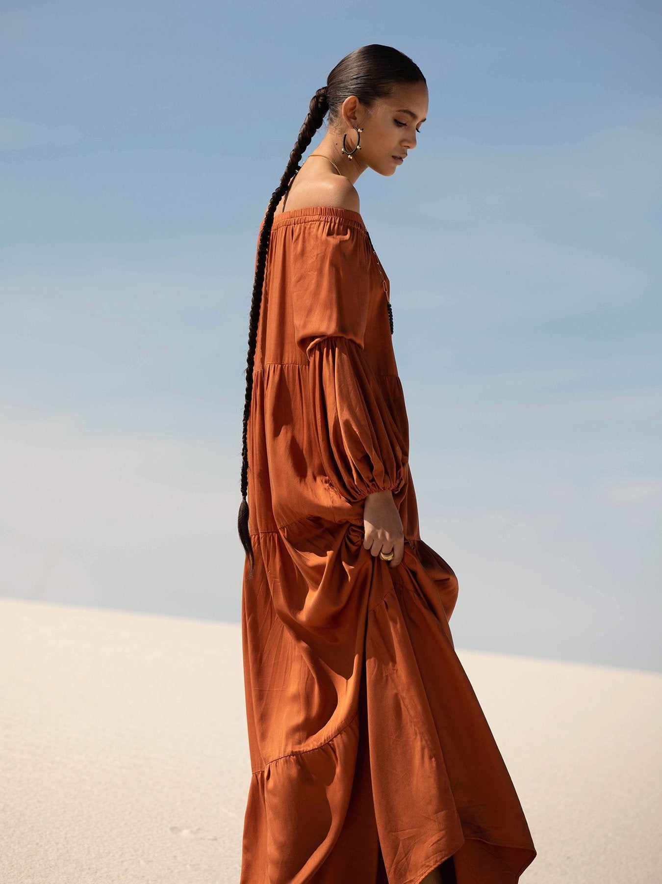 Sustainable Kudi Dress - Solid Rust